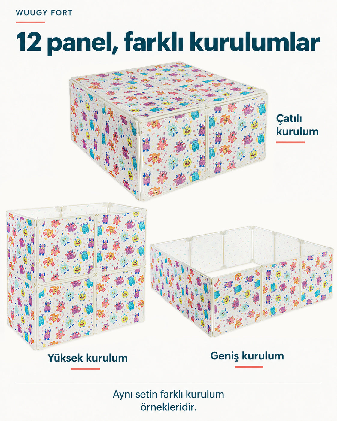 Fort 12 Panelli Modüler Çocuk Oyun Evi ve Kale Yapım Seti