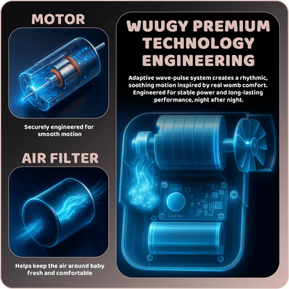 Wuugy Melody - 2025 Portable Smart Baby Sleep Assistant - Rhythmic Vibration, White Noise, Sleep Sounds & Air Filter