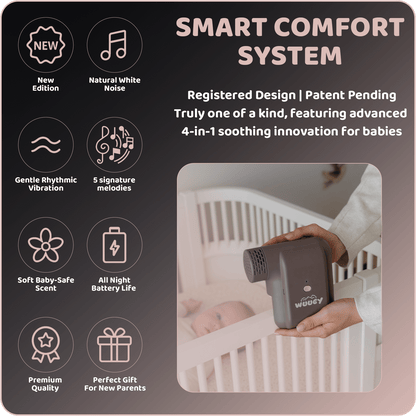 Wuugy Melody - 2025 Portable Smart Baby Sleep Assistant - Rhythmic Vibration, White Noise, Sleep Sounds & Air Filter